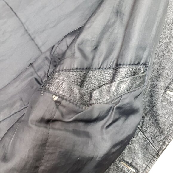 Towncraft Men's Black Genuine Leather Overcoat Sz L VINTAGE GREAT CONDITION!!! - Picture 7 of 7